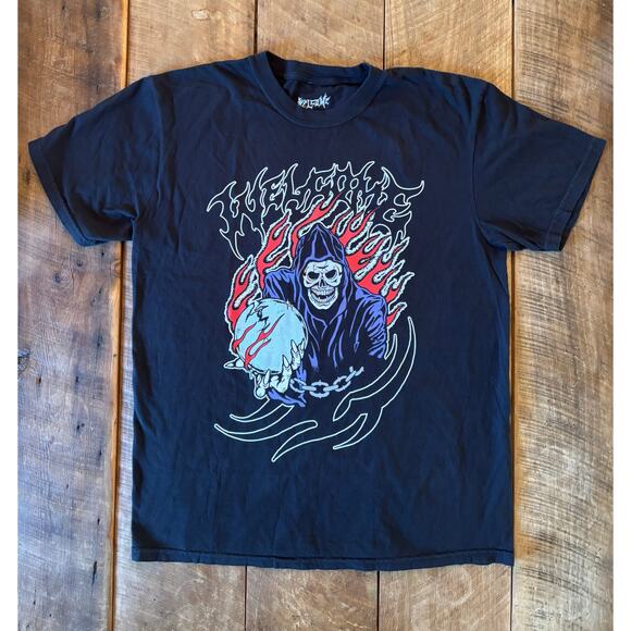 Welcome Black Graphic Tee Men’s Large Grim Reaper Skateboard Streetwear | NWOT - Picture 8 of 8